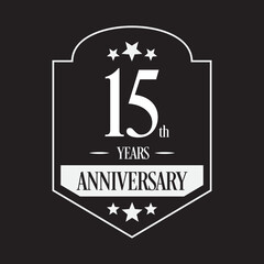 Luxury 15th years anniversary vector icon, logo. Graphic design element
