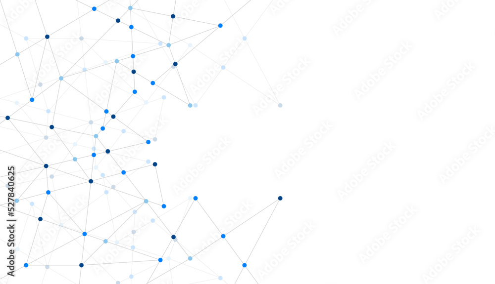 Poster Abstract polygon network connected dots and lines background template. Technology linked global system graphic vector.	
