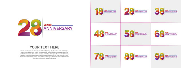 set of anniversary colorful color can be use for celebration event