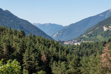 Obraz premium Spanish town of Torla in the Aragonese Pyrenees surrounded by forests