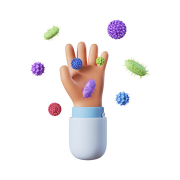 hand surrounded by colorful germs clip art preview