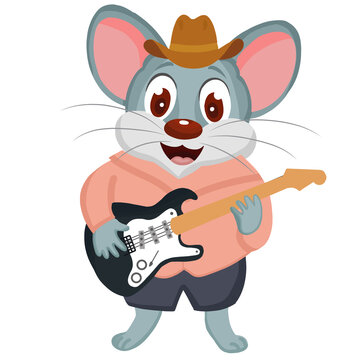 rat playing music, cute mice animal play guitar, music instrument