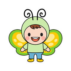 Children wearing butterfly, Filled Clipart