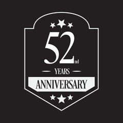 Luxury 52nd years anniversary vector icon, logo. Graphic design element