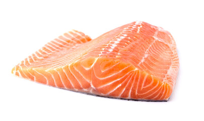 Salmon fillet  on white background closeup.  Fish isolated.