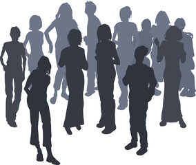 Fototapeta premium group of friends silhouette illustration