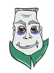 Cartoon character vampire. Vector illustration of a portrait of a kind vampire. 