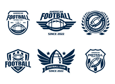 Set of sports logos, games in American football. Football logos collection. American football league labels, emblems and design elements