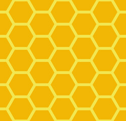 Honeycomb background. Beehive seamless pattern. Vector illustration of flat geometric texture symbol. Hexagon, hexagonal raster, sign or mosaic cell icon. Honey bee hive, golden orange yellow.