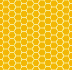 Honeycomb background. Beehive seamless pattern. Vector illustration of flat geometric texture symbol. Hexagon, hexagonal raster, sign or mosaic cell icon. Honey bee hive, golden orange yellow.