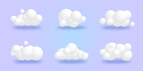 White 3d realistic cloud isolated on a cloud blue background. renders a soft round cloud icon in the