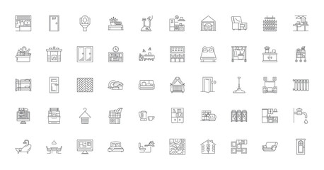 Apartment concept illustration, linear icons, line signs set, vector collection © iconsgraph