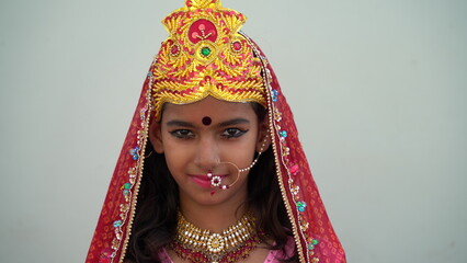 Durga Puja Look Photo-shoot based on agomoni Festival with ethnic look.like A face of Hindu goddess...