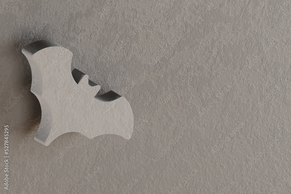Aufkleber beautiful abstract illustrations gray halloween bats symbol icons on a gray wall background. 3d rend