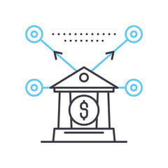 branch network line icon, outline symbol, vector illustration, concept sign