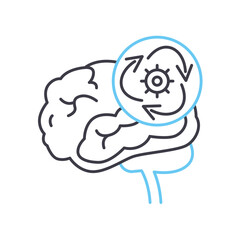 brain process line icon, outline symbol, vector illustration, concept sign