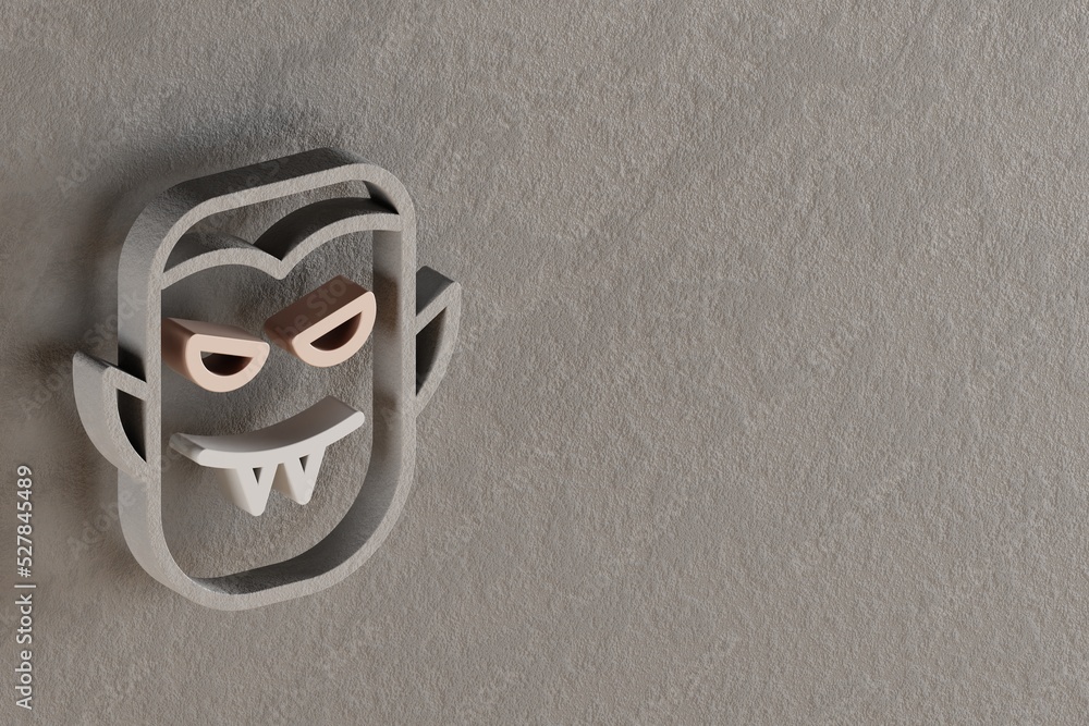 Aufkleber Beautiful abstract illustrations Gray Halloween vampire symbol icons on a gray wall background. 3d rendering illustration. Background pattern for design.