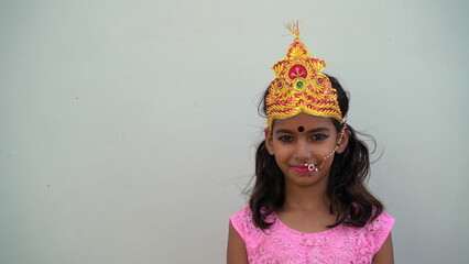 Durga Puja Look Photo-shoot based on agomoni Festival with ethnic look.like A face of Hindu goddess...