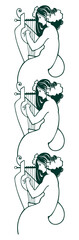 Art Nouveau style border element of sirens playing harps