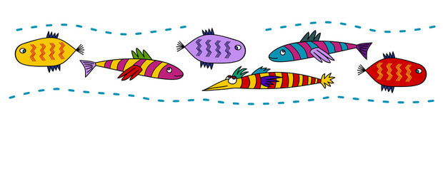 Funky fun fish in border designs