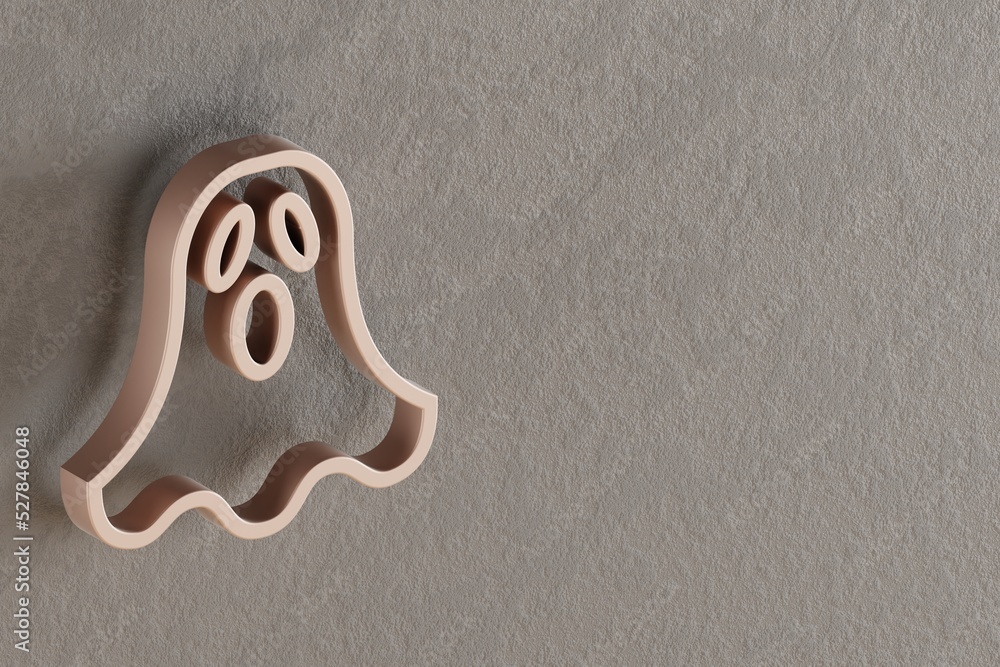 Leinwandbilder beautiful abstract illustrations golden halloween ghost symbol icons on a gray wall background. 3d r