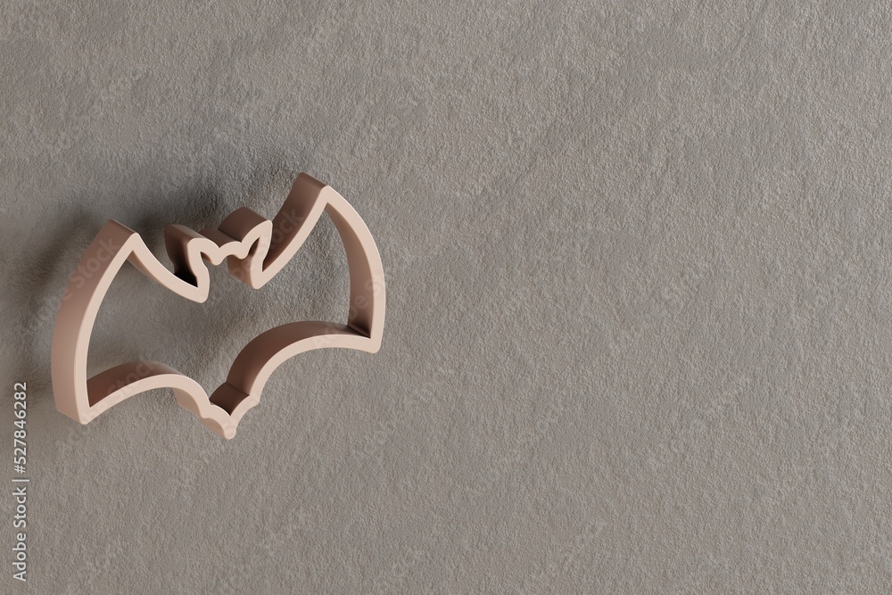 Poster beautiful abstract illustrations golden halloween bat symbol icons on a gray wall background. 3d ren
