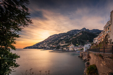 Amalfi, Italy coastal town skyline on the Tyrrhenian Sea