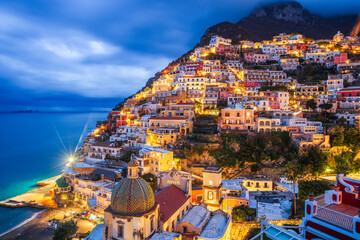Positano, Italy along the Amalfi Coast - obrazy, fototapety, plakaty