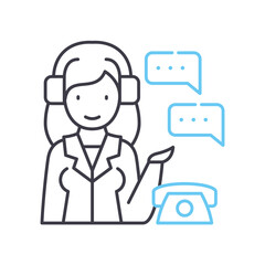 call center services line icon, outline symbol, vector illustration, concept sign