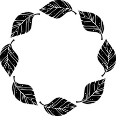 black circle leafy decorative frame