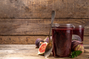 Red fig jam in small jar