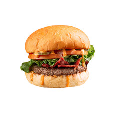 png Isolated fresh grilled american burger with bacon