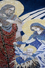Mosaic in Bethlehem : Nativity.