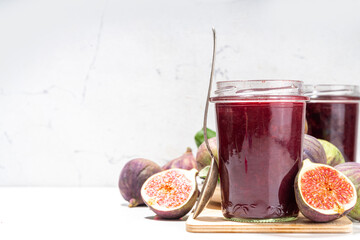 Red fig jam in small jar