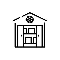 Refrigeration warehouse olor line icon. Pictogram for web page