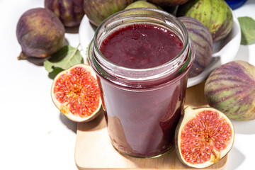 Red fig jam in small jar