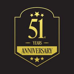 Luxury 51st years anniversary vector icon, logo. Graphic design element