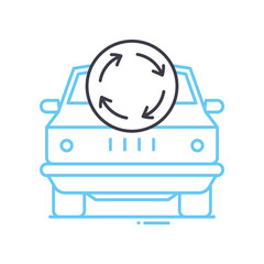 car recycling line icon, outline symbol, vector illustration, concept sign