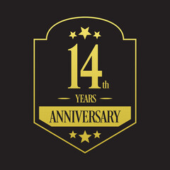 Luxury 14th years anniversary vector icon, logo. Graphic design element