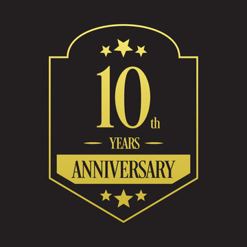 Luxury 10th years anniversary vector icon, logo. Graphic design element