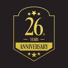 Fototapeta na wymiar Luxury 26th years anniversary vector icon, logo. Graphic design element