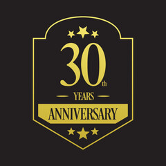 Luxury 30th years anniversary vector icon, logo. Graphic design element