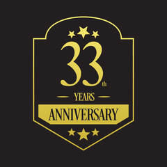Luxury 33rd years anniversary vector icon, logo. Graphic design element
