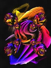 3d fractal illustration. Abstract fractal in bright and colorful color. Abstract forms.