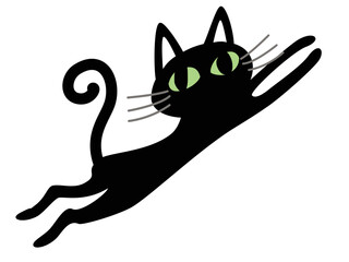ジャンプする黒猫