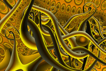 3d fractal illustration. Abstract fractal in bright and colorful color. Abstract forms.