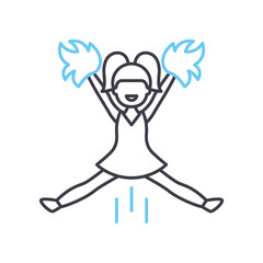 cheerleader support line icon, outline symbol, vector illustration, concept sign