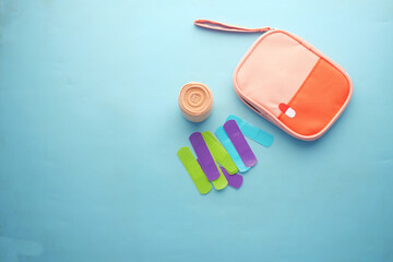 colorful adhesive bandage on white background 
