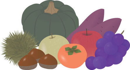 秋の果物、野菜