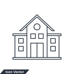 school icon logo vector illustration. building school symbol template for graphic and web design collection